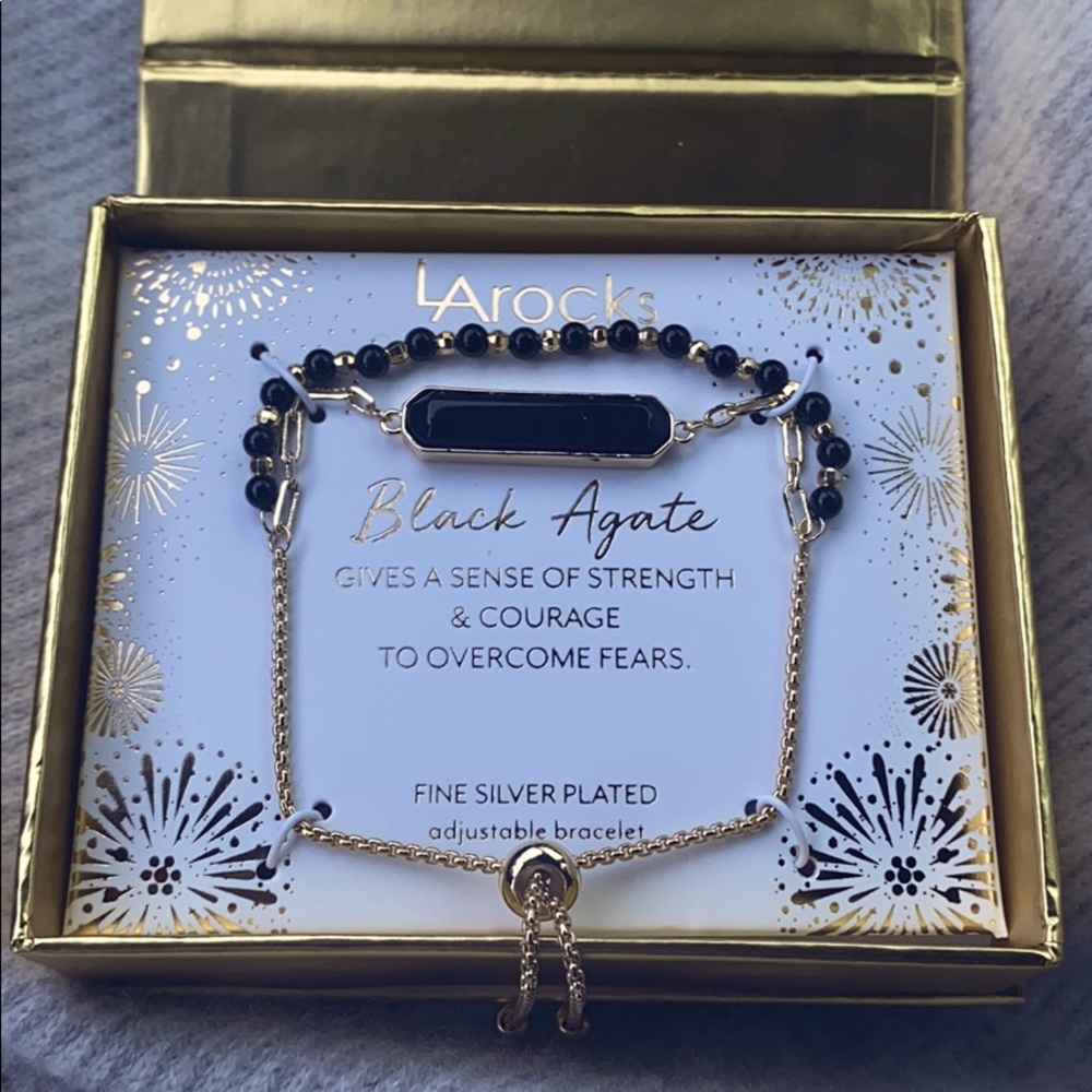 LA Rocks Black Agate Power Bracelet